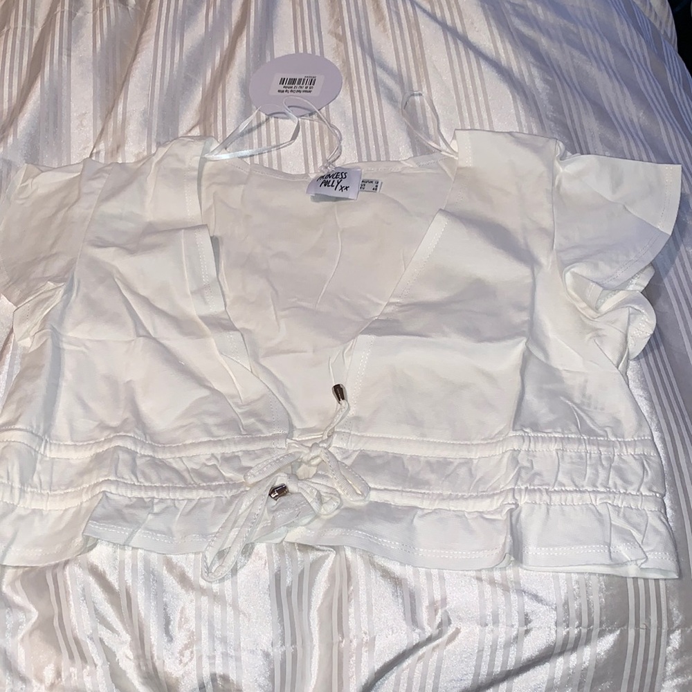 White flowy crop top